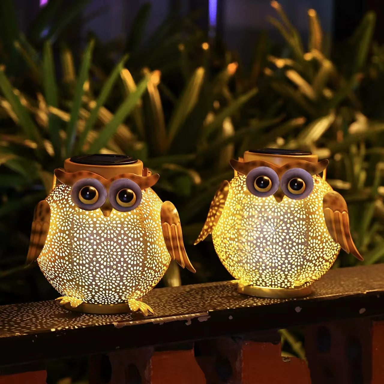 Owl-shaped Solar Iron Garden Light - Outdoor Waterproof Landscape Lighting for Villa/Patio, Energy-saving Hollow Design