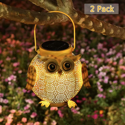 Owl-shaped Solar Iron Garden Light - Outdoor Waterproof Landscape Lighting for Villa/Patio, Energy-saving Hollow Design