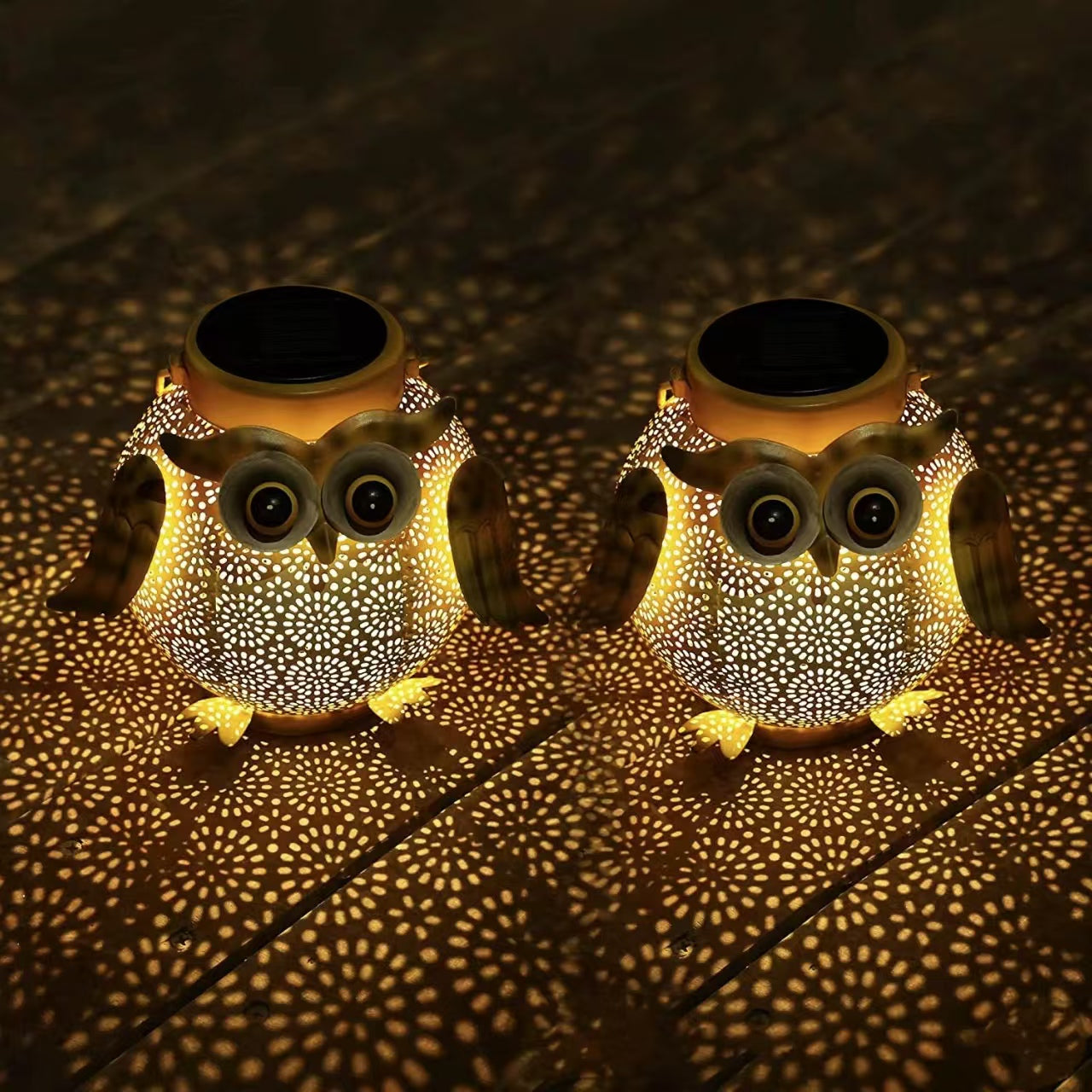 Owl-shaped Solar Iron Garden Light - Outdoor Waterproof Landscape Lighting for Villa/Patio, Energy-saving Hollow Design