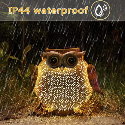 Owl-shaped Solar Iron Garden Light - Outdoor Waterproof Landscape Lighting for Villa/Patio, Energy-saving Hollow Design