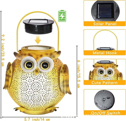 Owl-shaped Solar Iron Garden Light - Outdoor Waterproof Landscape Lighting for Villa/Patio, Energy-saving Hollow Design