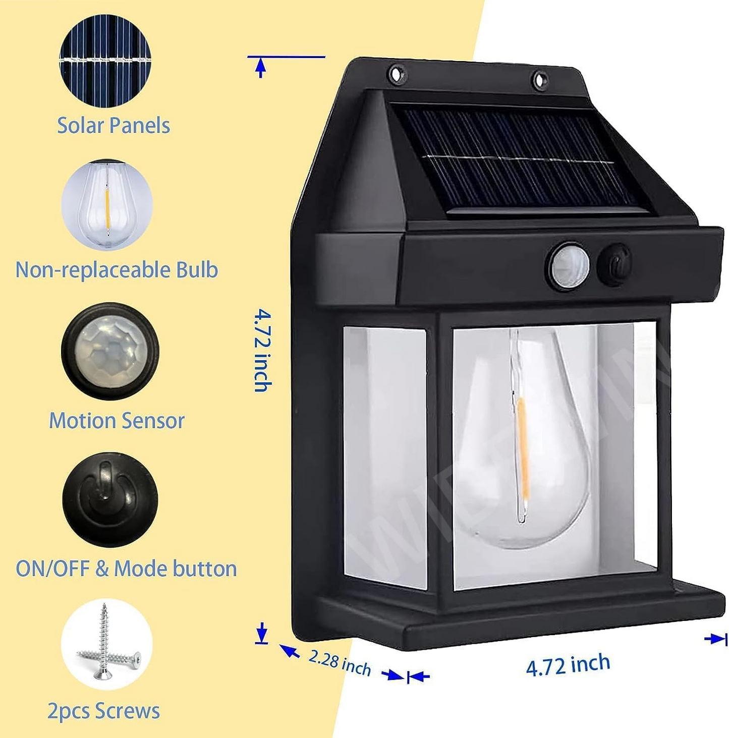 Solar Wall Light with Human Body Sensor | IP65 Waterproof & 72H Runtime | LED Garden Lighting for Villa/Patio