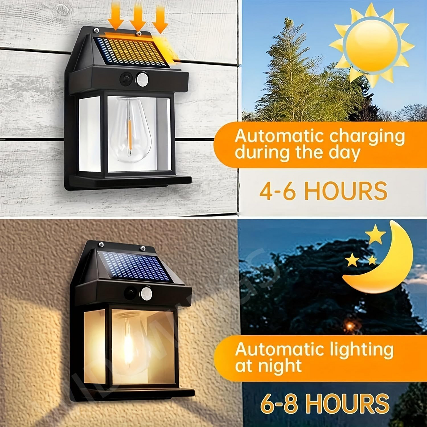 Solar Wall Light with Human Body Sensor | IP65 Waterproof & 72H Runtime | LED Garden Lighting for Villa/Patio