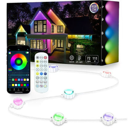 Smart WiFi LED String Lights with APP Control - 50FT RGBIC Outdoor/Indoor Waterproof Fairy Lights for Patio, Christmas, Party Decoration (IP68/UL Certified)