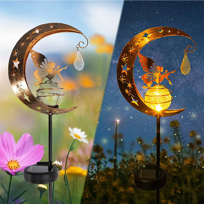 Solar Moon Fairy Light with Cracked Glass Ball - Waterproof Outdoor Garden Decor, IP44 Solar Powered Landscape Lighting for Yard/Patio