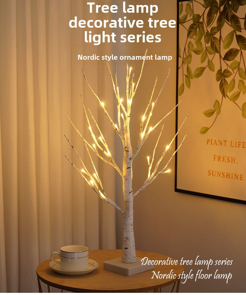 LED Birch Tree Light for Christmas Party Decorations - Indoor Thanksgiving Landscape Lighting with Warm White Glow