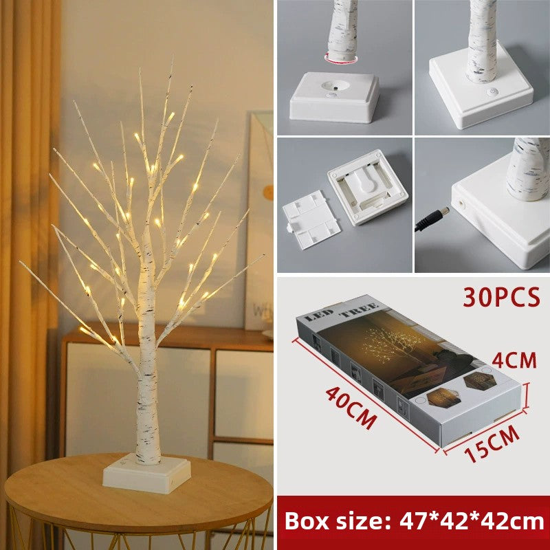 LED Birch Tree Light for Christmas Party Decorations - Indoor Thanksgiving Landscape Lighting with Warm White Glow