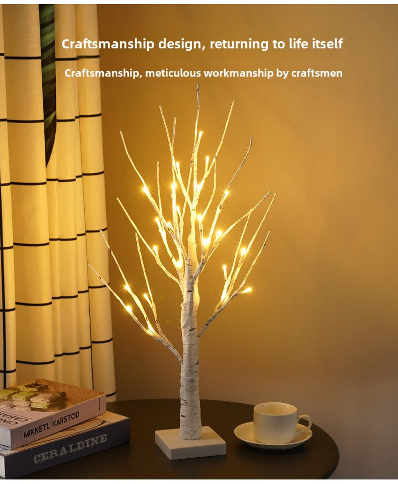 LED Birch Tree Light for Christmas Party Decorations - Indoor Thanksgiving Landscape Lighting with Warm White Glow