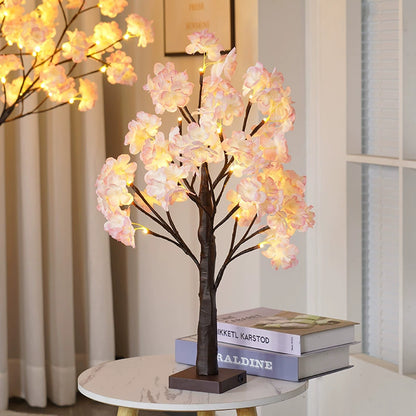 LED Cherry Blossom Tree Light - Christmas Party Decoration/Thanksgiving Indoor Decor with Warm Light, USB & Battery Powered, Illuminated Tree for Home & Garden