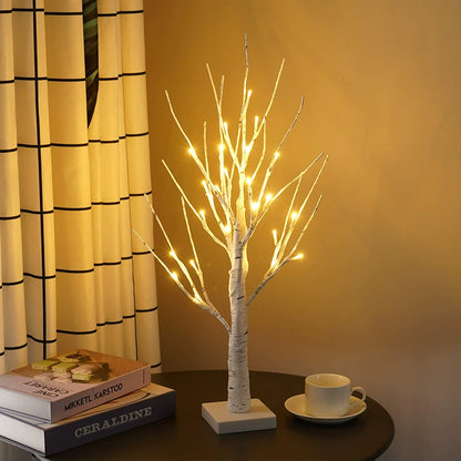 LED Birch Tree Light for Christmas Party Decorations - Indoor Thanksgiving Landscape Lighting with Warm White Glow