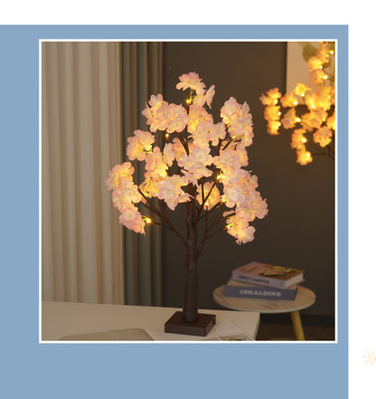 LED Cherry Blossom Tree Light - Christmas Party Decoration/Thanksgiving Indoor Decor with Warm Light, USB & Battery Powered, Illuminated Tree for Home & Garden